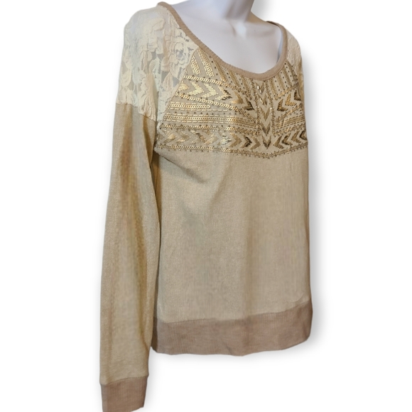 Miss Me Tribal Edge Pullover Beaded and Sequined Sweater - Picture 5 of 8